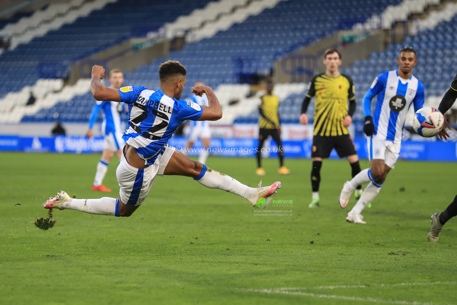 Fraizer Campbell #22 of Huddersfield Town shoots on goal