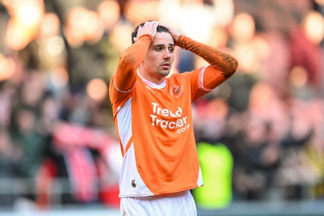 Albie Morgan of Blackpool is dejected at the final whistle of the Sky Bet League 1 match Blackpool vs Leyton Orient at Bloomfield Road, Blackpool, United Kingdom, 15th March 2025

(Photo by Craig Thomas/News Images)