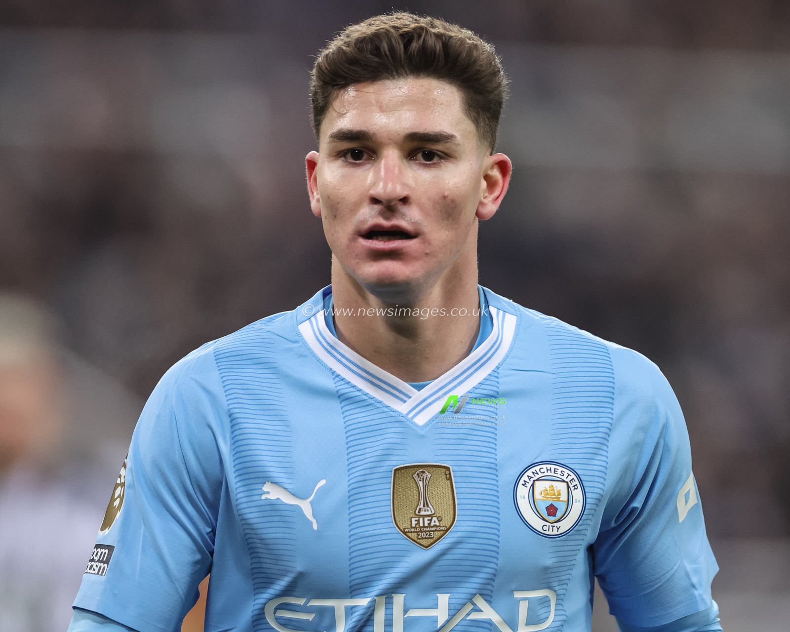 JuliÃ¡n Ãlvarez of Manchester City during the Premier League match Newcastle United vs Manchester City at St. James's Park, Newcastle, United Kingdom, 13th January 2024

(Photo by Mark Cosgrove/News Images)