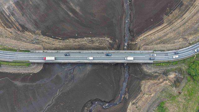 Woodhead Reservoir' water levels drop to an all time low as the UK has the driest spring for 96 years at Woodhead Reservoir near Glossop, United Kingdom, 10th June 2025

(Photo by Mark Cosgrove/News Images)