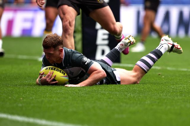 Olly Russell of Huddersfield Giants goes over for a try during the Betfred Super League Magic Weekend match Huddersfield Giants vs York Knights at Hill Dickinson Stadium, Liverpool, United Kingdom on 04 July 2026

(Photo by Alfie Cosgrove/News Images)