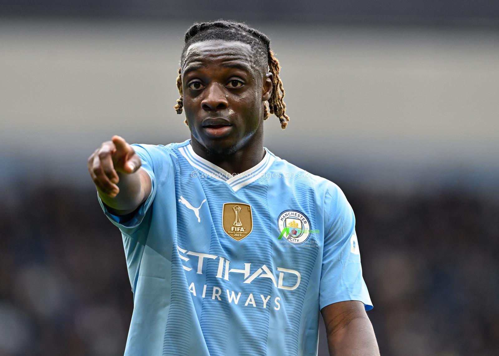 JÃ©rÃ©my Doku of Manchester City, during the Premier League match Manchester City vs Luton Town at Etihad Stadium, Manchester, United Kingdom, 13th April 2024

(Photo by Cody Froggatt/News Images)