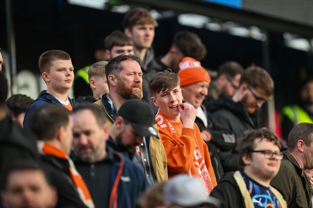Blackpool fans during the Sky Bet League 1 match Stockport County vs Blackpool at Edgeley Park Stadium, Stockport, United Kingdom, 1st March 2025

(Photo by Craig Thomas/News Images)