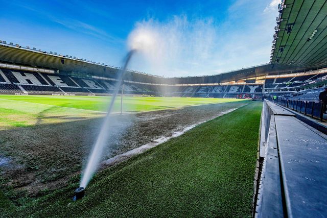 A general view of the pitch and stands during the Sky Bet Championship match Derby County vs Stoke City at Pride Park Stadium, Derby, United Kingdom on 06 April 2026

(Photo by Maynard Manyowa/News Images)