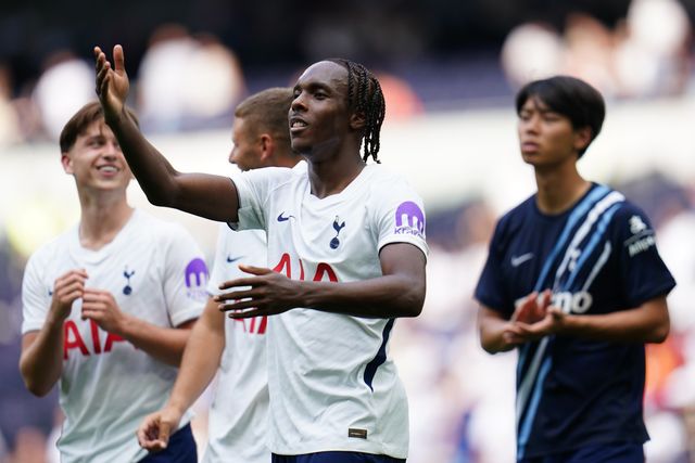 Mathys Tel of Tottenham Hotspur at full time during the pre-season friendly match Tottenham Hotspur vs Hoffenheim at Tottenham Hotspur Stadium, London, United Kingdom on 15 August 2026

(Photo by Harvey Murphy/News Images)