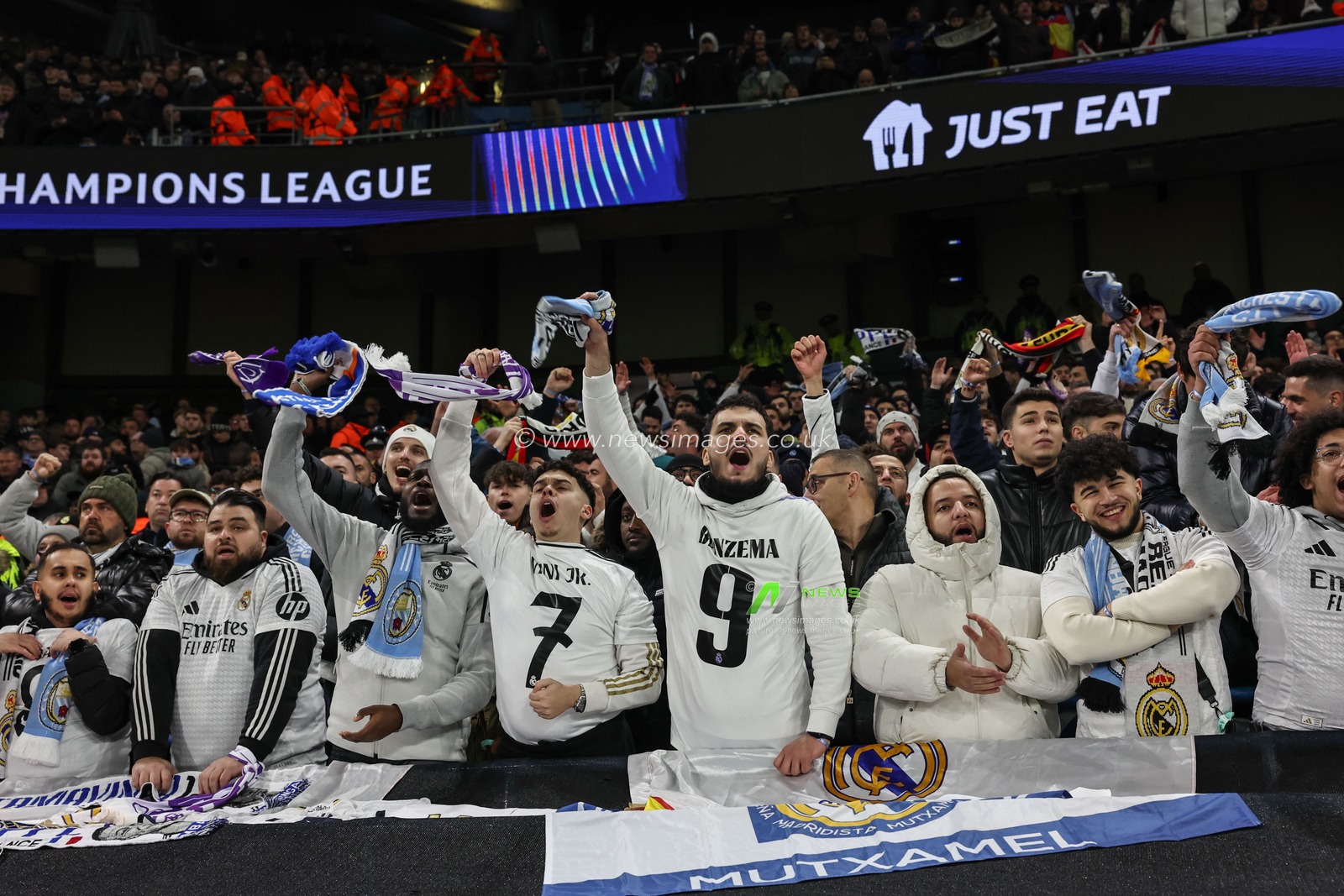 Real Madrid fans during the UEFA Champions League Knockout Round Play-off Manchester City v Real Madrid at Etihad Stadium, Manchester, United Kingdom, 11th February 2025

(Photo by Mark Cosgrove/News Images)