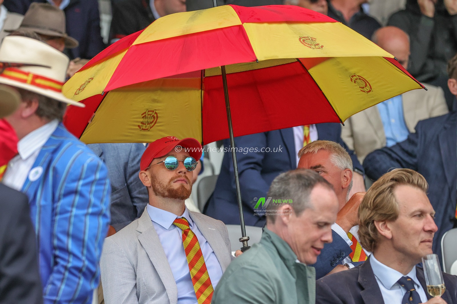 Marylebone Cricket Club members get their brollies out as it starts to rain during the LV= Insurance Ashes Test Series Second Test Day 3 England v Australia at Lords, London, United Kingdom, 30th June 2023

(Photo by Mark Cosgrove/News Images)