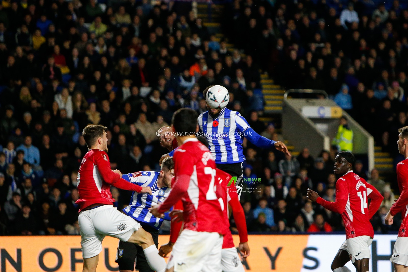 Mallik Wilks #7 of Sheffield Wednesday attempts a header at goal during the Emirates FA Cup match Sheffield Wednesday vs Morecambe at Hillsborough, Sheffield, United Kingdom, 4th November 2022

(Photo by Ben Early/News Images)