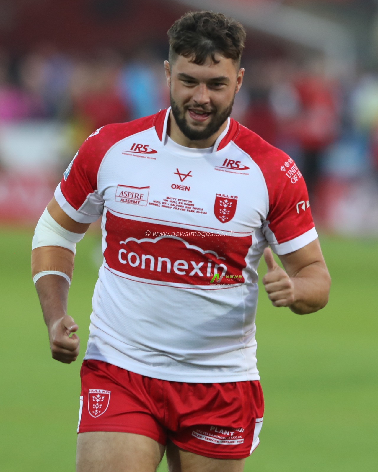 Matty Storton of Hull KR during pre-game warm up during the Betfred Super League Round 24 match Hull KR vs Salford Red Devils at Sewell Group Craven Park, Kingston upon Hull, United Kingdom, 30th August 2024

(Photo by Alfie Cosgrove/News Images)