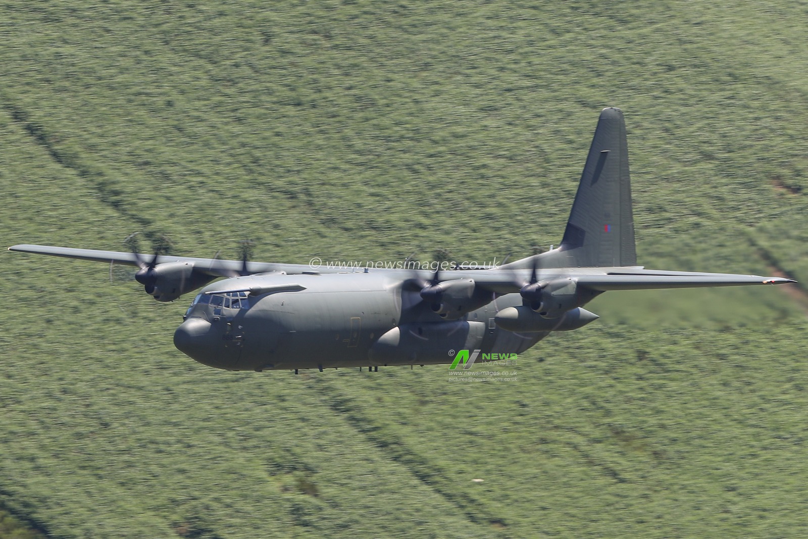 A Three ship of RAF C-130 Hercules flypast as the Royal Air Force mark the forthcoming retirement of the Hercules in the Mach Loop, Dolgellau, United Kingdom, 13th June 2023

(Photo by Gareth Evans/News Images)