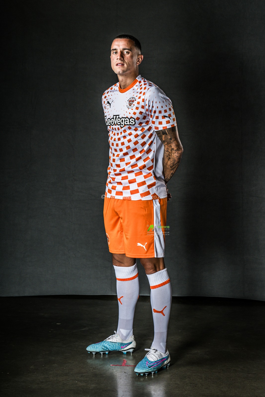 Blackpool Away kit Photoshoot at Bloomfield Road, Blackpool, United Kingdom, 18th July 2023

(Photo by Craig Thomas/News Images)