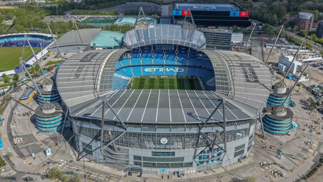 An aerial view of The Etihad Stadium during the Premier League match Manchester City vs Arsenal at Etihad Stadium, Manchester, United Kingdom on 19 April 2026

(Photo by Mark Cosgrove/News Images)