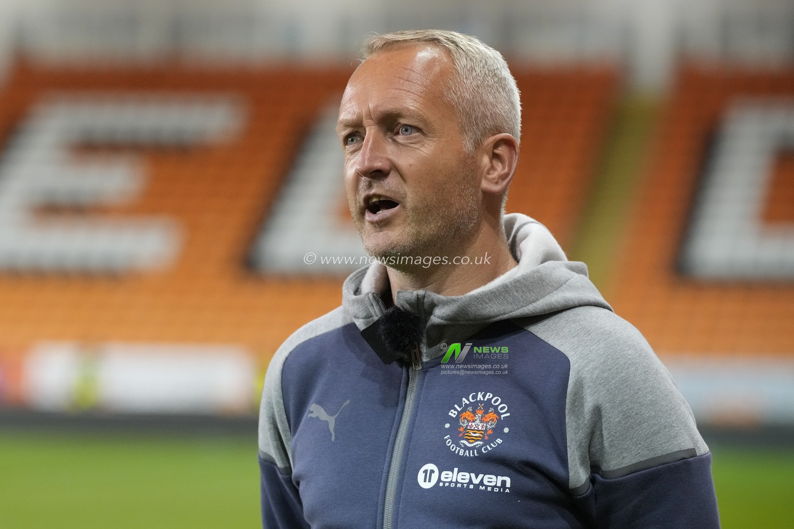 Neil Critchley Manager of Blackpoolis interviewed after the Sky Bet League 1 match Blackpool vs Port Vale at Bloomfield Road, Blackpool, United Kingdom, 15th August 2023

(Photo by Steve Flynn/News Images)