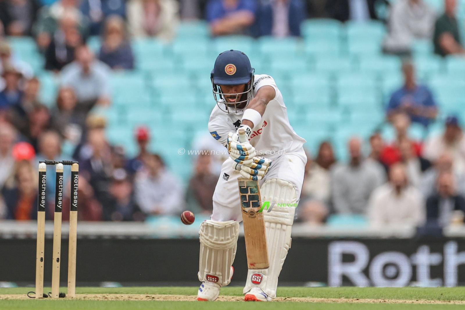 Pathum Nissanka of Sri Lanka plays a safety shot during the 3rd Rothesay Test Match Day Four England v Sri Lanka at The Kia Oval, London, United Kingdom, 9th September 2024

(Photo by Mark Cosgrove/News Images)