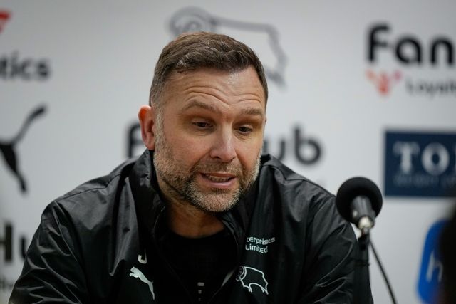 John Eustace manager of Derby County in the manager post-match press conference during the Sky Bet Championship match Derby County vs Swansea City at Pride Park Stadium, Derby, United Kingdom on 14 February 2026

(Photo by Maynard Manyowa/News Images)