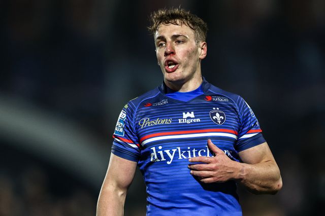 Jake Trueman of Wakefield Trinity during the Betfred Super League round 5 match Wakefield Trinity vs Leigh Leopards at DIY Kitchens Stadium, Wakefield, United Kingdom on 20 March 2026

(Photo by Alfie Cosgrove/News Images)