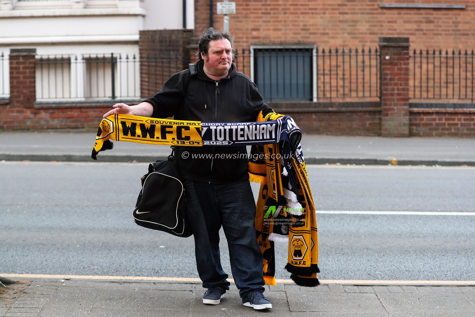 Matchday merchandise for sale ahead of the Premier League match Wolverhampton Wanderers vs Tottenham Hotspur at Molineux, Wolverhampton, United Kingdom, 13th April 2025

(Photo by Gareth Evans/News Images)