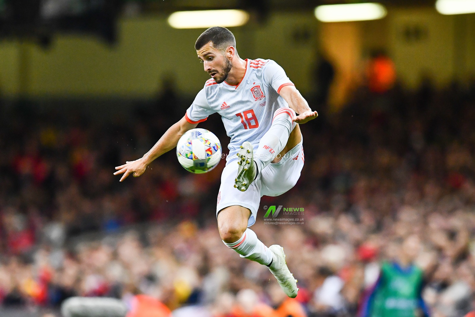 11th October 2018 , Principality Stadium, Cardiff, Wales ; International friendly, Wales v Spain ; JosÃ© GayÃ¡ of Spain in action

Credit: Craig Thomas/News Images