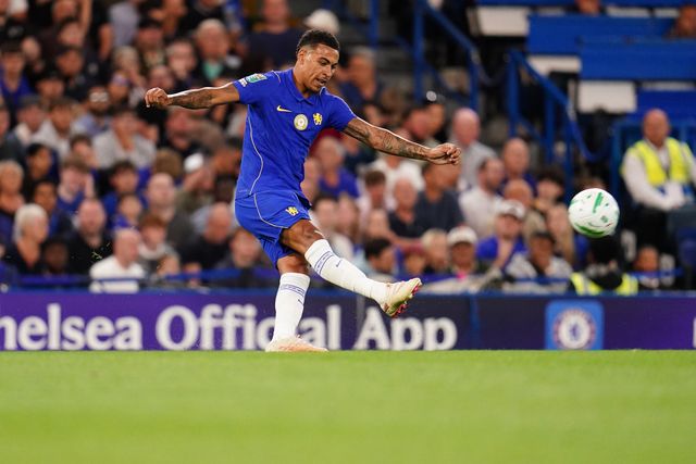 Morgan Rogers of Chelsea plays a cross field pass during the Carabao Cup round 2 match Chelsea vs Luton Town at Stamford Bridge, London, United Kingdom on 27 August 2026

(Photo by Harvey Murphy/News Images)