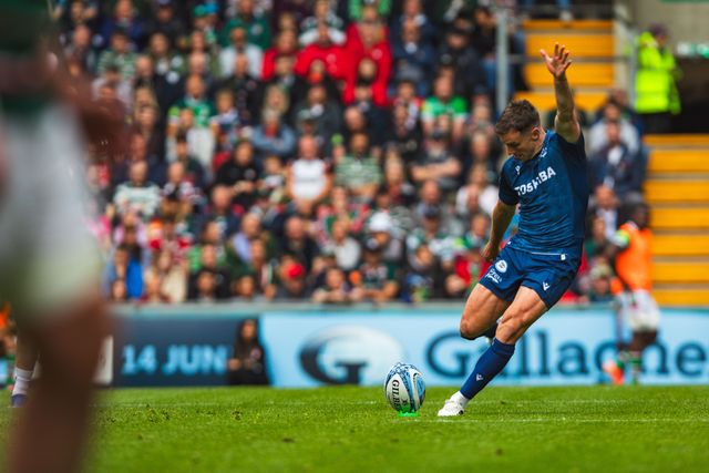 George Ford of Sale Sharks during the Gallagher Premiership Play-off Semi-final Leicester Tigers vs Sale Sharks at Mattioli Woods Welford Road Stadium, Leicester, United Kingdom, 7th June 2025

(Photo by Craig Evans/News Images)