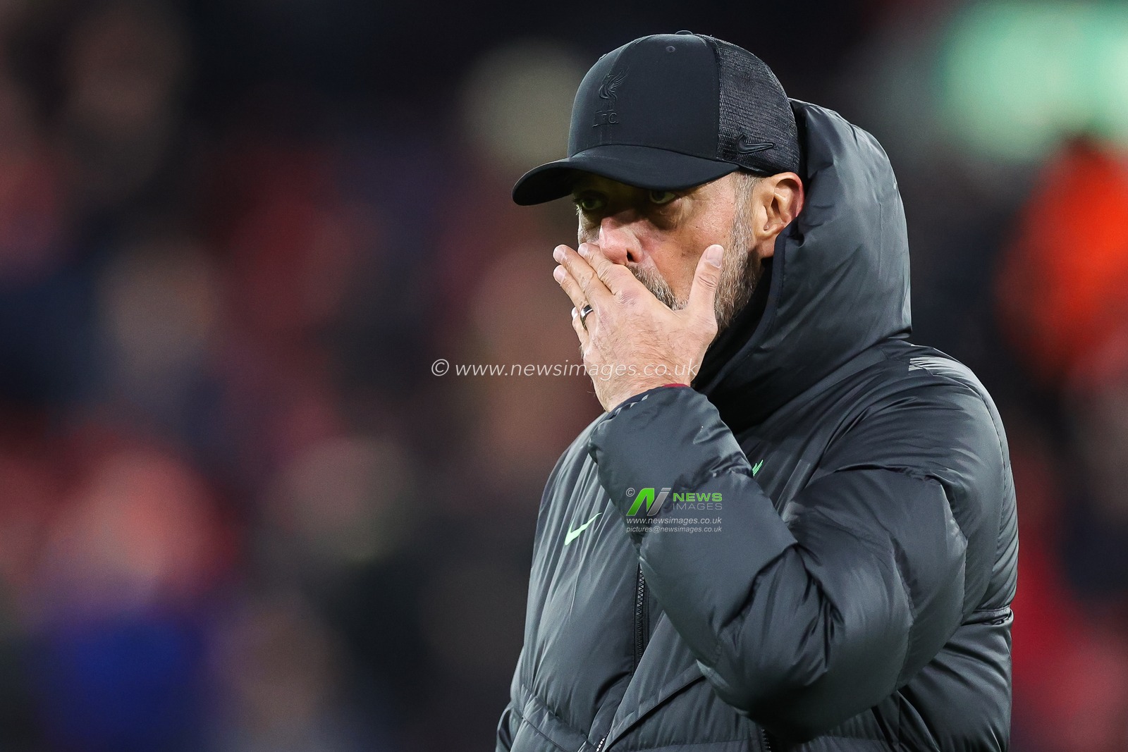 JÃ¼rgen Klopp Manager of Liverpool during the pre-game warmup ahead of the UEFA Europa League Group E match Liverpool vs LASK at Anfield, Liverpool, United Kingdom, 30th November 2023

(Photo by Mark Cosgrove/News Images)
