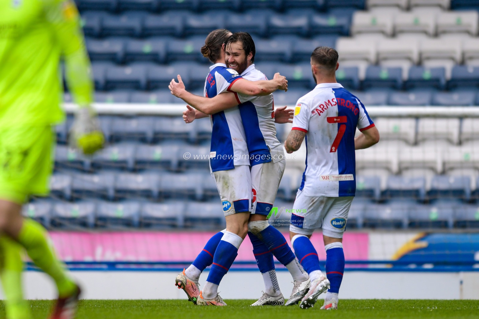 Ben Brereton #20 of Blackburn Rovers celebrates scoring a goal to make it 2-1