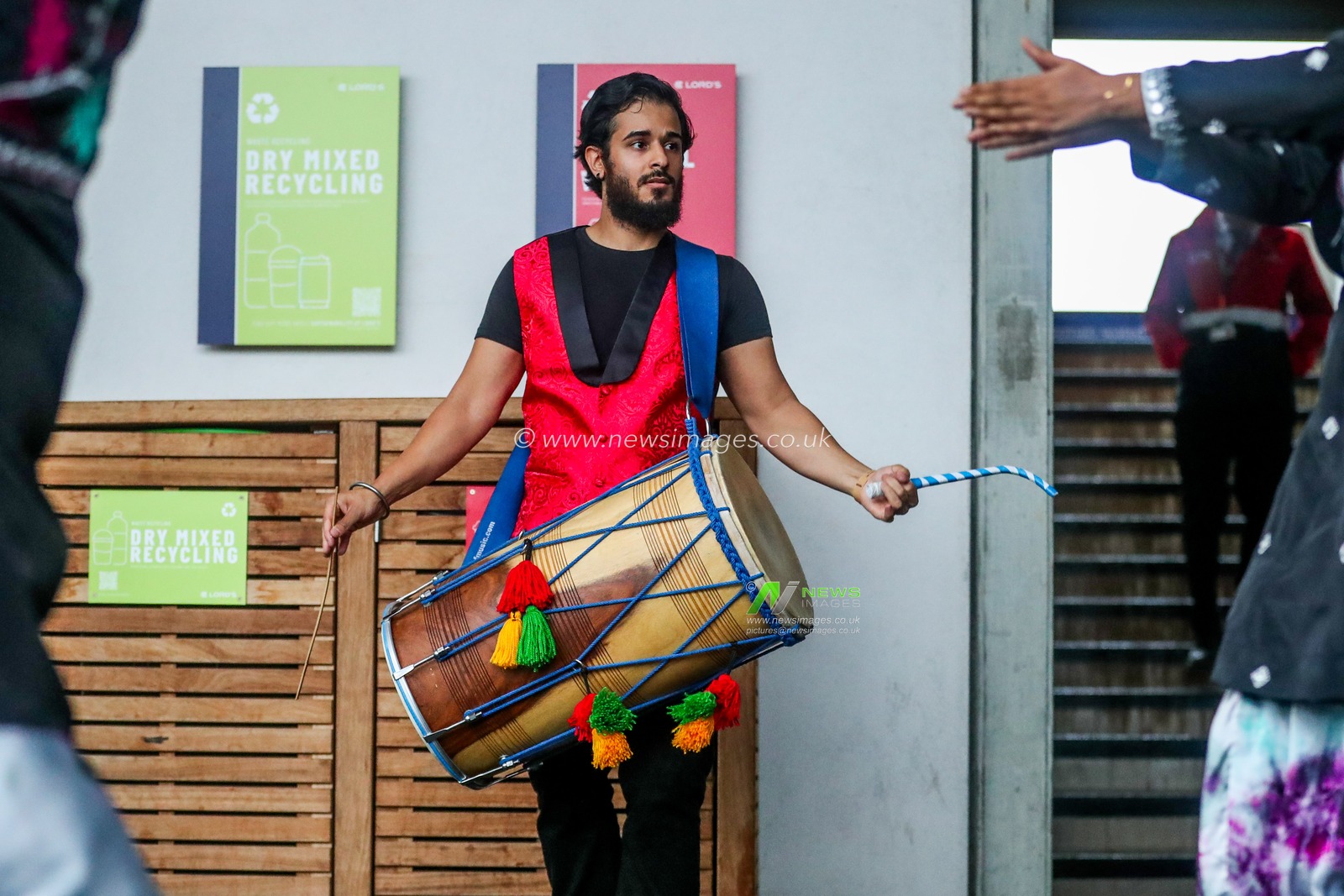 Indian fans perform in the concourse at Lords prior to the 2nd Metro Bank One Day International England Women v India Women at Lords, London, United Kingdom, 19th July 2025

(Photo by Izzy Poles/News Images)