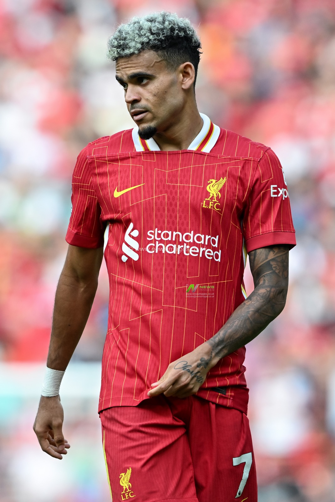 Luis DÃ­az of Liverpool during the Premier League match Liverpool vs Bournemouth at Anfield, Liverpool, United Kingdom, 21st September 2024

(Photo by Cody Froggatt/News Images)