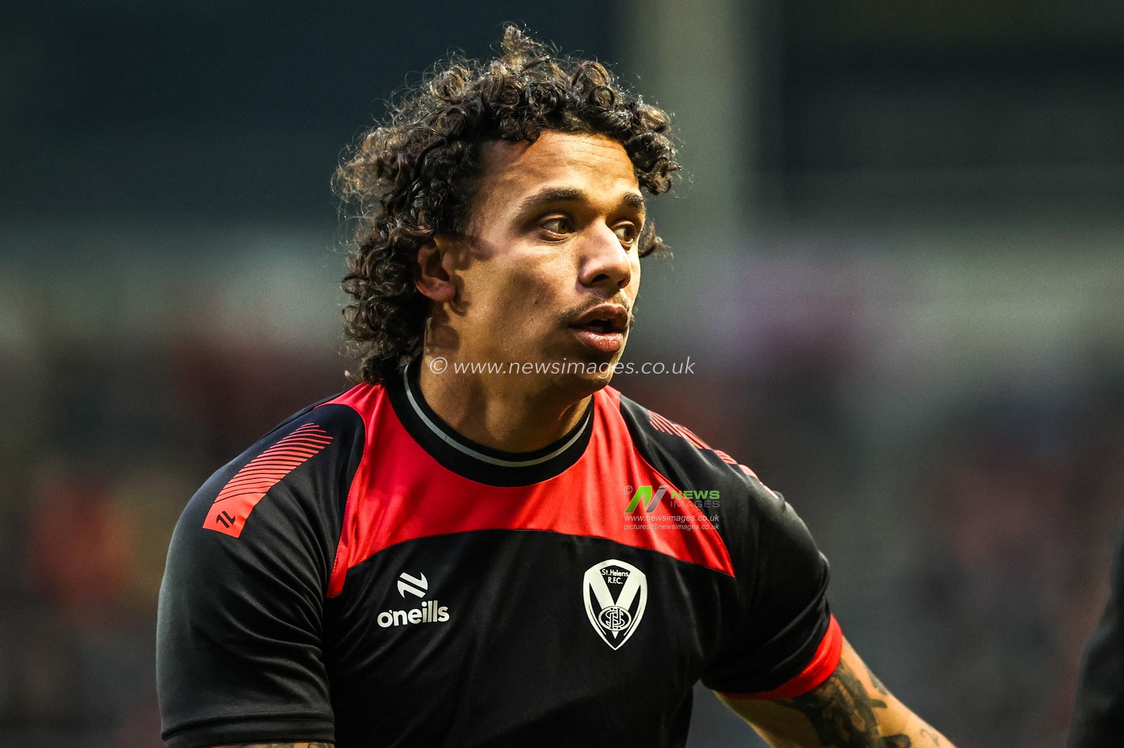 Tristan Sailor of St Helens in the pre-game warm up during the Betfred Super League round 4 match St Helens vs Bradford Bulls at The BrewDog Stadium, St Helens, United Kingdom on 07 March 2026

(Photo by Alfie Cosgrove/News Images)