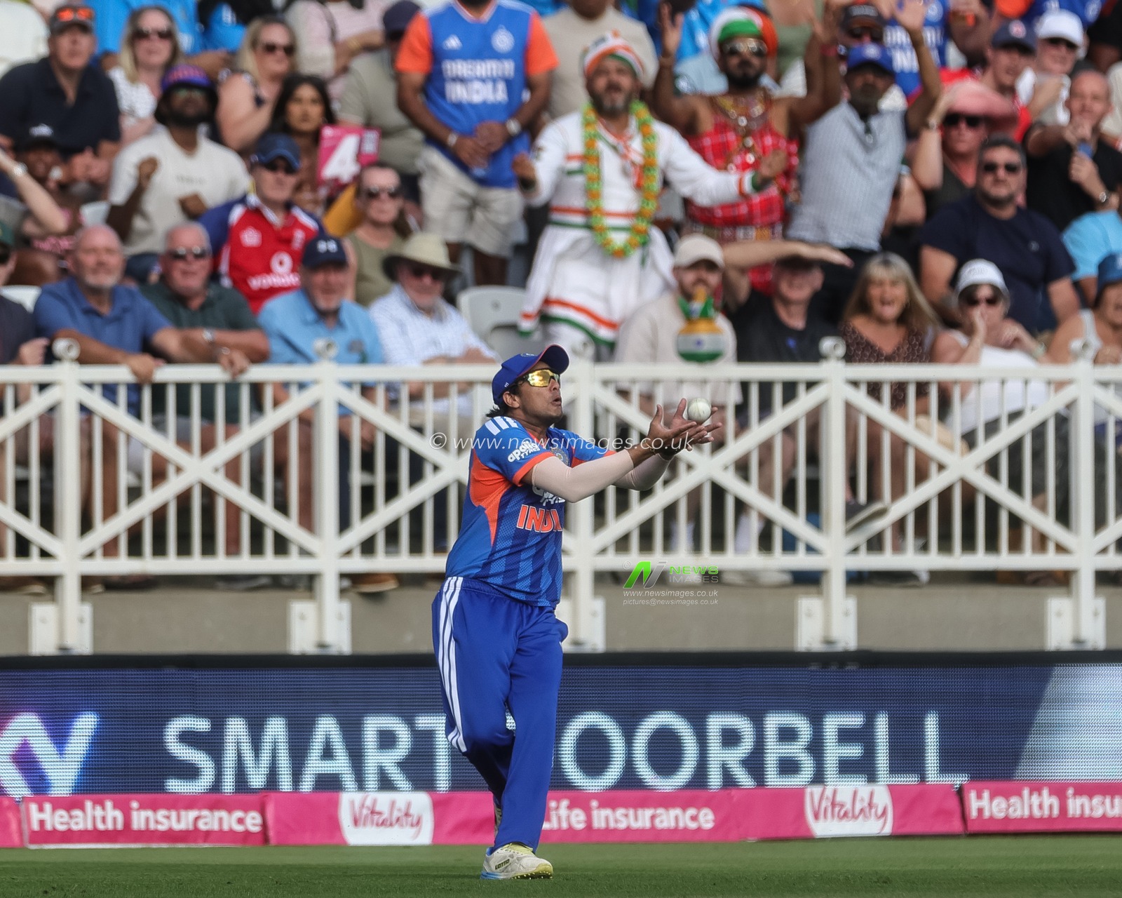 Abhishek Sharma of India catches out England captain Harry Brook (not pictured) during the Third Vitality T20 International match England vs India at Trent Bridge, Nottingham, United Kingdom on 07 July 2026

(Photo by Mark Cosgrove/News Images)