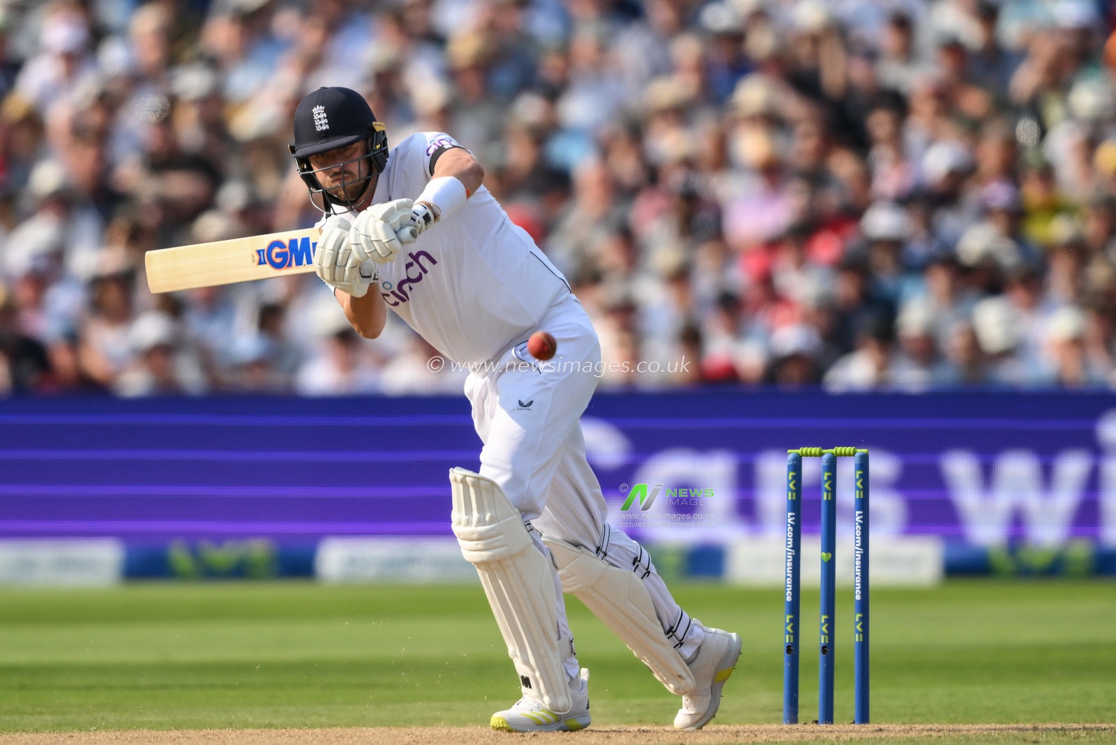 Ollie Robinson of England plays a shot during the LV= Insurance Ashes First Test Series Day 1 England vs Australia at Edgbaston, Birmingham, United Kingdom, 16th June 2023

(Photo by Craig Thomas/News Images)