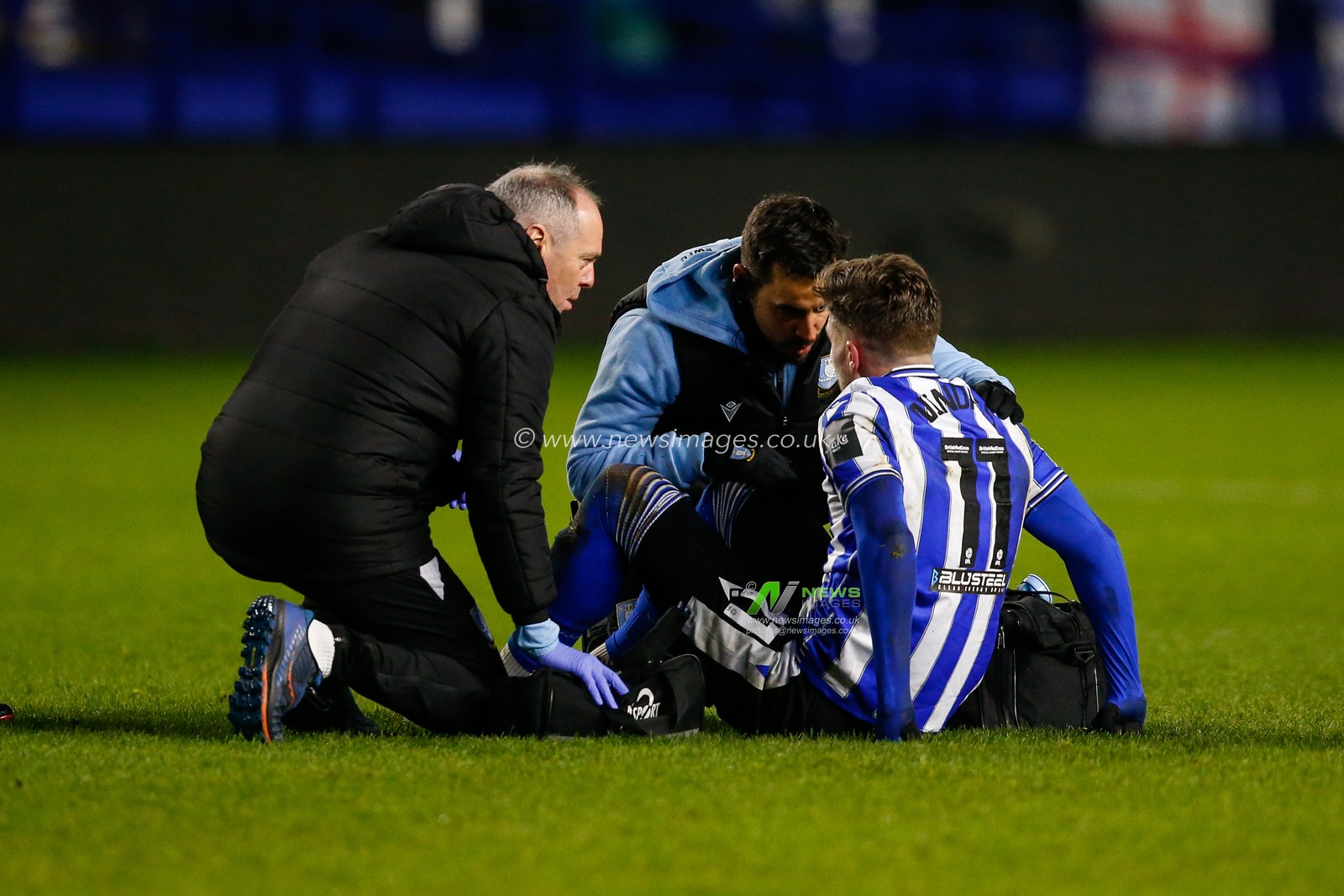 Josh Windass #11 of Sheffield Wednesday receives treatment during the Emirates FA Cup Third Round match Sheffield Wednesday vs Newcastle United at Hillsborough, Sheffield, United Kingdom, 7th January 2023

(Photo by Ben Early/News Images)