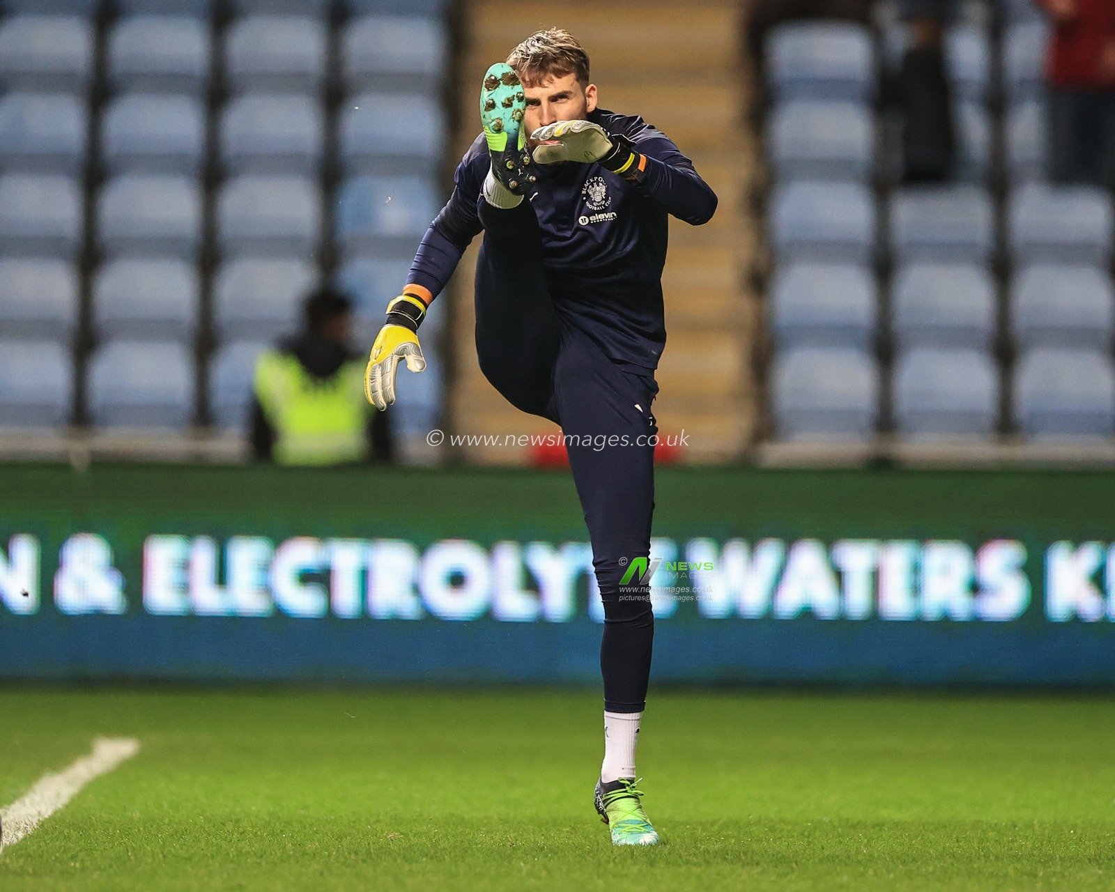 Daniel Grimshaw #32 of Blackpool during the pre-game warmup