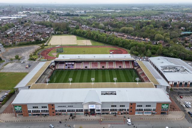 An aerial view of Leigh Sports Village ahead of the Betfred Super League Round 8 match Leigh Leopards vs Warrington Wolves at Leigh Sports Village, Leigh, United Kingdom, 19th April 2025

(Photo by Gareth Evans/News Images)