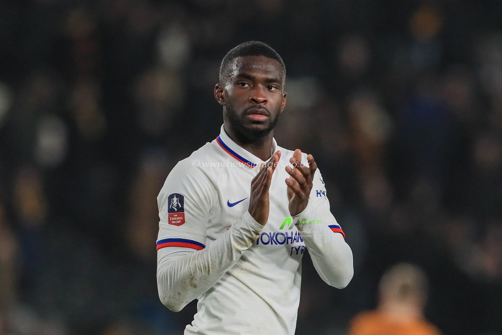 25th January 2020, KC Stadium, Kingston upon Hull, England; Emirates FA Cup, Hull City v Chelsea : \Goals scorer Fikayo Tomori (29) of Chelsea applauds the traveling fans as Chelsea win 1-2