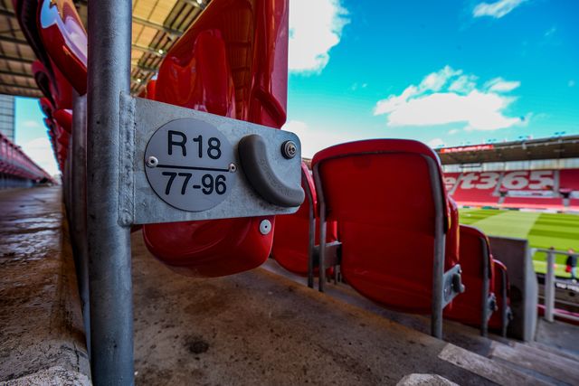 Seat numbers in the stands prior to kick off showing row 18 seats 77-96 during the Sky Bet Championship match Stoke City vs Blackburn Rovers at Bet365 Stadium, Stoke On Trent, United Kingdom on 11 April 2026

(Photo by Maynard Manyowa/News Images)