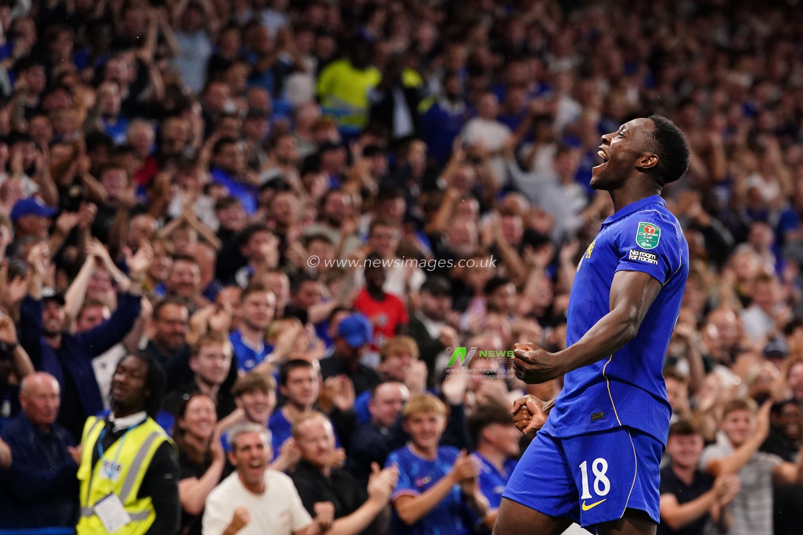 Danny Welbeck of Chelsea celebrates 1-0 lead during the Carabao Cup round 2 match Chelsea vs Luton Town at Stamford Bridge, London, United Kingdom on 27 August 2026

(Photo by Harvey Murphy/News Images)