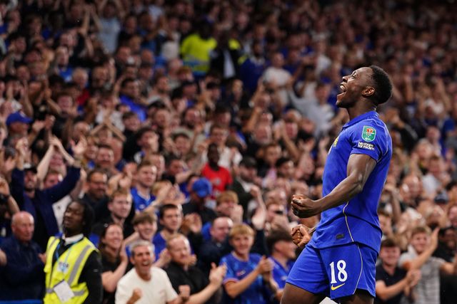 Danny Welbeck of Chelsea celebrates 1-0 lead during the Carabao Cup round 2 match Chelsea vs Luton Town at Stamford Bridge, London, United Kingdom on 27 August 2026

(Photo by Harvey Murphy/News Images)