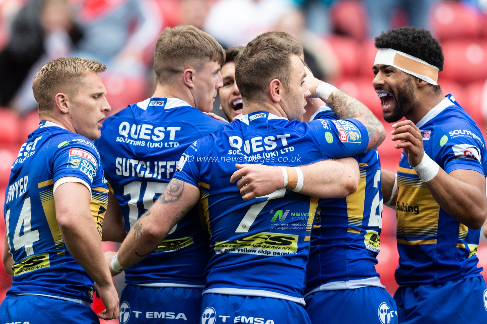 26th May 2019 , Anfield Stadium, Liverpool, England; Dacia Magic Weekend, Betfred Super League Round 16, Leeds Rhinos vs London Broncos ; Liam Sutcliffe (15) of Leeds Rhinos celebrates his try

Credit: Richard Long/News Images