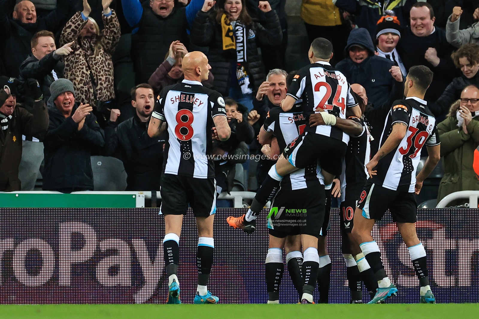 Chris Wood #20 of Newcastle United celebrates his goal to make it  1-0
