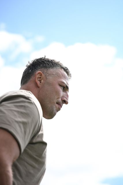 Sam Burgess, Head Coach of Warrington Wolves looks on prior to the Betfred Super League round 21 match Castleford Tigers vs Warrington Wolves at OneBore Stadium, Castleford, Untied Kingdom on 01 August 2026

(Photo by Ben Roberts/News Images)
