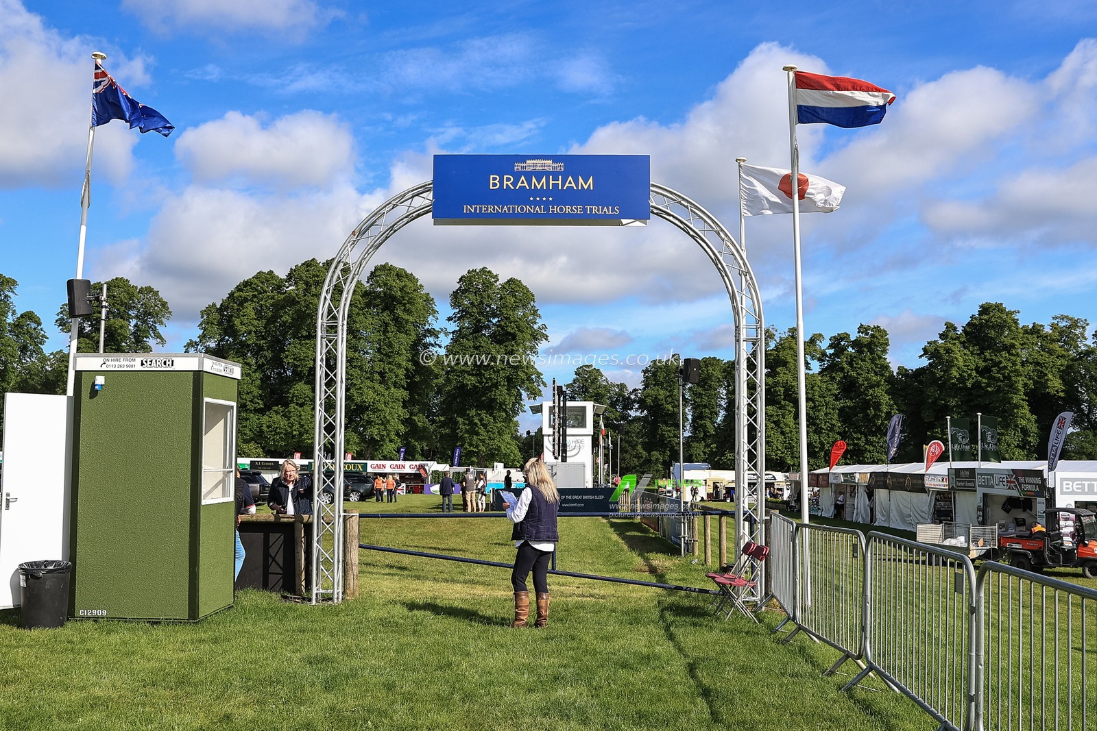 Ground staff at Bramham Park prepare the arenaâ€™s for the start of todays International Horse Trials