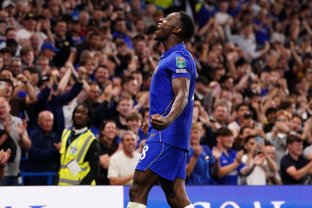 Danny Welbeck of Chelsea celebrates his goal during the Carabao Cup round 2 match Chelsea vs Luton Town at Stamford Bridge, London, United Kingdom on 27 August 2026

(Photo by Harvey Murphy/News Images)