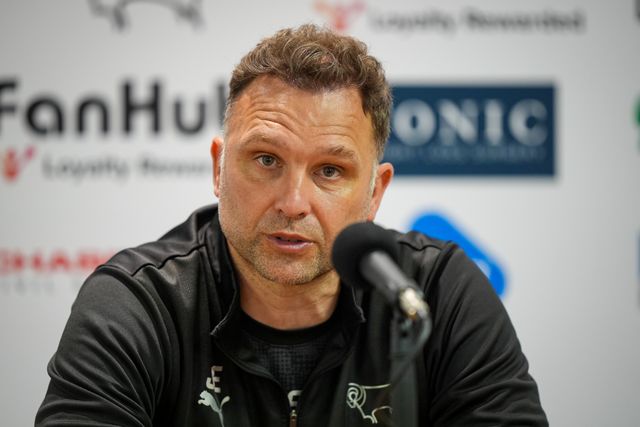 John Eustace manager of Derby County in the manager post match press conference during the Sky Bet Championship match Derby County vs Sheffield United at Pride Park Stadium, Derby, United Kingdom on 02 May 2026

(Photo by Maynard Manyowa/News Images)