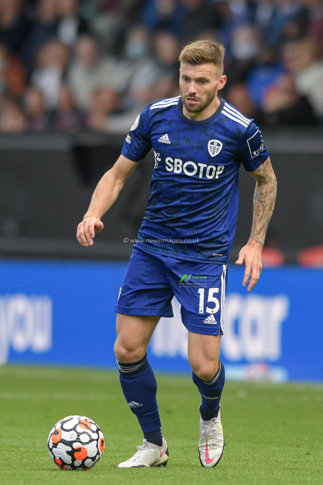 Stuart Dallas #15 of Leeds United with the ball