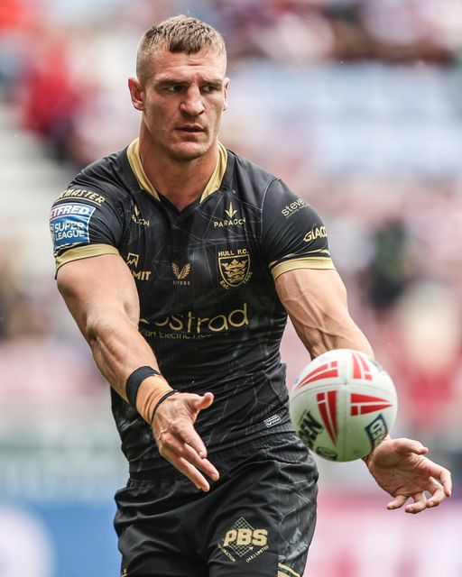 Jed Cartwright of Hull FC during pre-game warm up during the Betfred Super League Round 19 match Wigan Warriors vs Hull FC at The Brick Community Stadium, Wigan, United Kingdom, 19th July 2025

(Photo by Alfie Cosgrove/News Images)