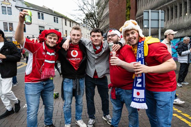 Welsh fans ahead of the Quilter Nations Series 2025 match Wales vs Japan at Principality Stadium, Cardiff, United Kingdom, 15th November 2025

(Photo by Andrew Lewis/News Images)

*** GER AUT SUI OUT ***