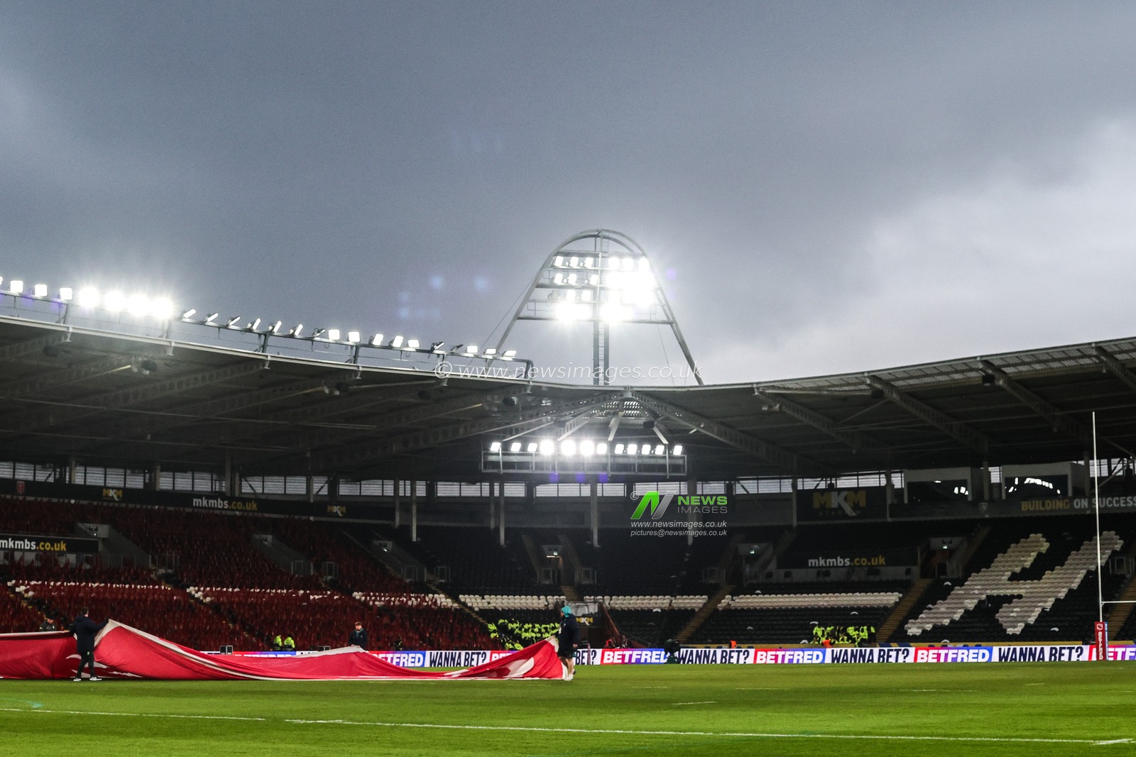 A general view of MKM Stadium ahead of the World Club Challenge 2026 match Hull KR vs Brisbane Broncos at MKM Stadium, Hull, United Kingdom on 19 February 2026

(Photo by Alfie Cosgrove/News Images)