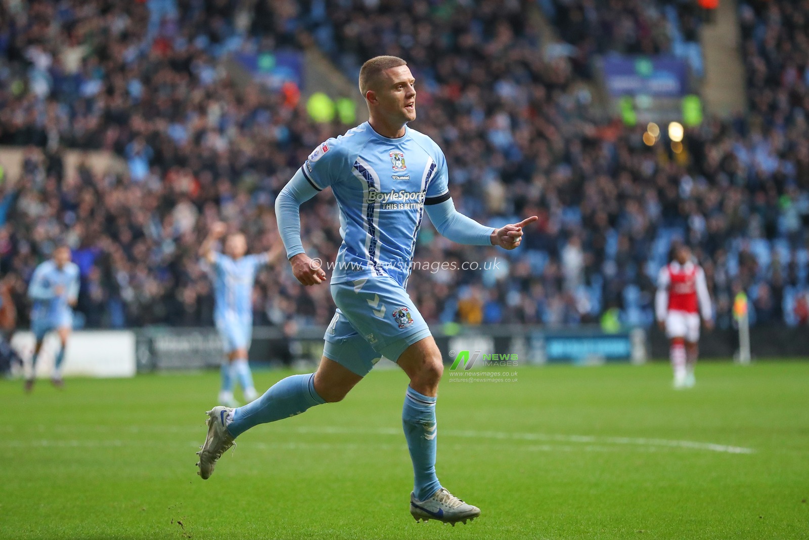 Jake Bidwell #27 of Coventry City celebrates his goal to make it 1-0 during the Sky Bet Championship match Coventry City vs Bristol City at Coventry Building Society Arena, Coventry, United Kingdom, 1st January 2023

(Photo by Gareth Evans/News Images)
