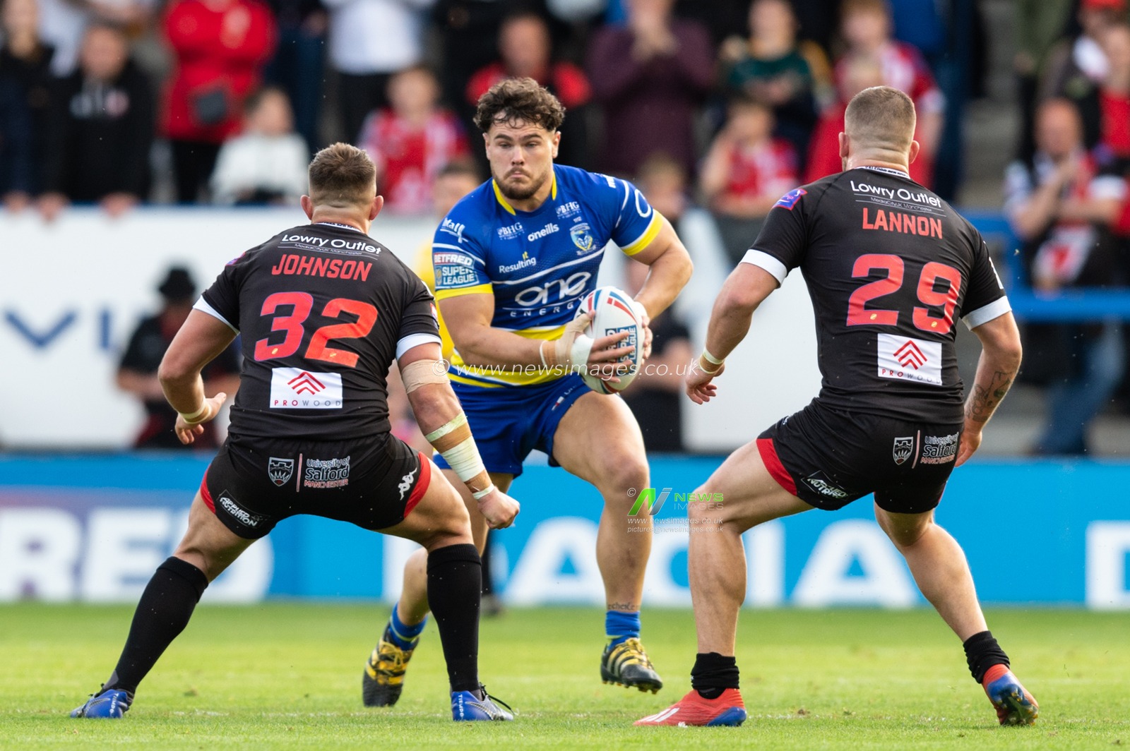 12th July 2019 , Halliwell Jones Stadium, Warrington, England;  Betfred Super League, Round 22, Warrington Wolves vs Salford Red Devils ; Joe Philbin of Warrington Wolves in action during the game 

Credit: Richard Long/News Images